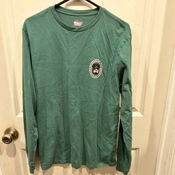 Vineyard Vines Black Lab Peppermint Bark Dog Long Sleeve Pocket Tee‎ size Small - Picture 1 of 4